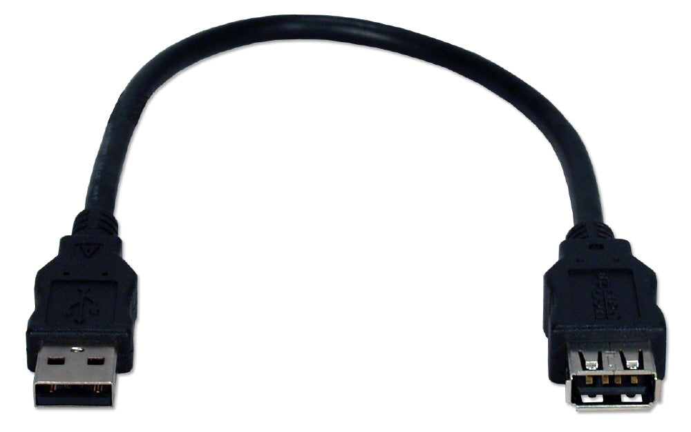 USB PortSaver Extension Cable – Type A Male to Female, 1ft (Black)