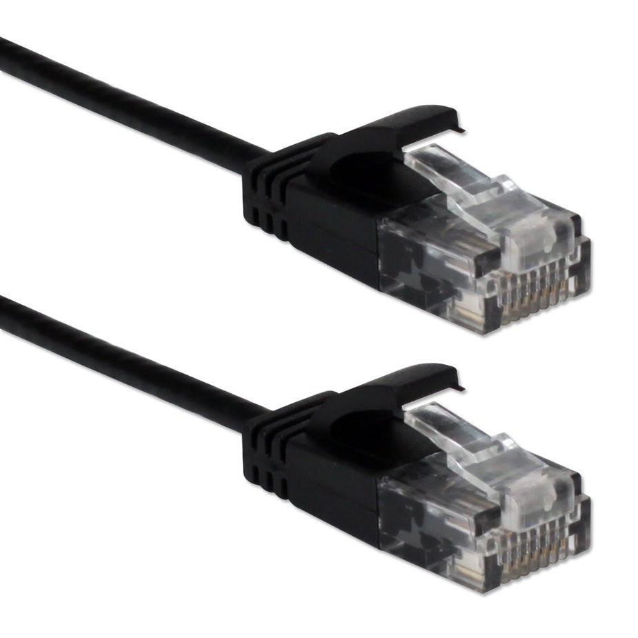 Slim CAT6 Gigabit Ethernet Space Saver Black Patch Cord